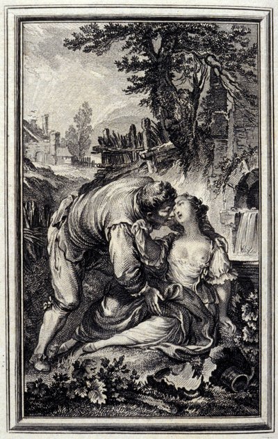 La jarra. En “Cuentos y nuevas en verso” de Jean La Fontaine. 1776. Ilustración por P.P. Choffard. de Pierre Philippe Choffard