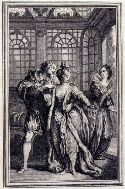 La prometida del rey de Garbe - en “Cuentos y nuevas en verso” de Jean La Fontaine. 1776. Ilustración de P.P. Choffard de Pierre Philippe Choffard