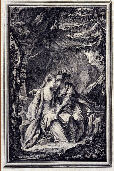 La prometida del rey de Garbe. En “Cuentos y nuevas en verso” de Jean La Fontaine. 1776. Ilustración por P.P. Choffard. de Pierre Philippe Choffard