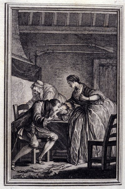 El Halcón - en Cuentos y nuevas en verso de Jean La Fontaine. 1776. Ilustración de P.P. Choffard de Pierre Philippe Choffard