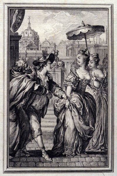 Les Oies du Pere Philippe - en “Cuentos y nuevas en verso” de Jean La Fontaine. 1776. Ilustración de P.P. Choffard de Pierre Philippe Choffard
