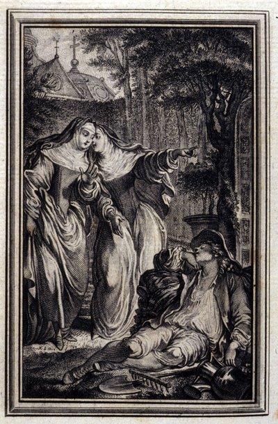 Mazet de Lamporechio - en "Cuentos y nuevas en verso" de Jean La Fontaine. 1776. Ilustración de P.P. Choffard de Pierre Philippe Choffard