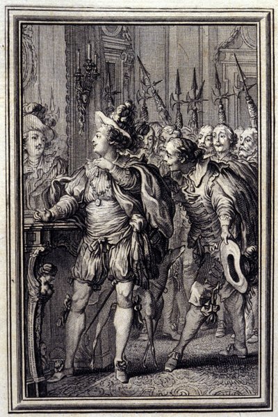 Mona Lisa en “Cuentos y nuevas en verso” por Jean La Fontaine. 1776. Ilustración por P.P. Choffard. de Pierre Philippe Choffard