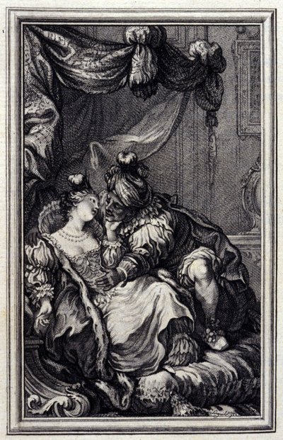 Mona Lisa - en “Cuentos y nuevas en verso” de Jean La Fontaine. 1776. Ilustración de P.P. Choffard de Pierre Philippe Choffard