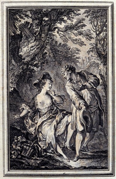 Prometer es una cosa, y cumplir es otra. En “Cuentos y nuevas en verso” de Jean de La Fontaine, Ámsterdam 1776. Ilustrado por P.P. Choffard. de Pierre Philippe Choffard