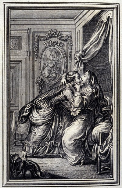 La costurera. En “Cuentos y nuevas en verso” de Jean La Fontaine. 1776. Ilustración por P.P. Choffard. de Pierre Philippe Choffard