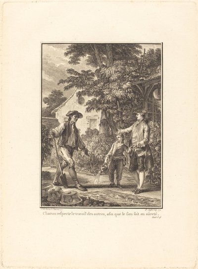 Cada uno respeta el trabajo de los demás, para que el seno esté seguro de Pierre Philippe Choffard after Jean Michel Moreau