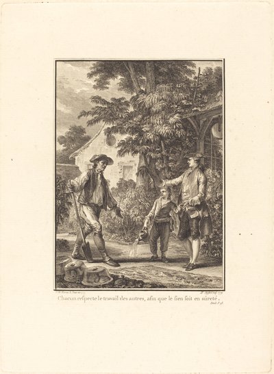 Cada uno respeta el trabajo de los demás, para que el suyo esté seguro de Pierre Philippe Choffard after Jean Michel Moreau