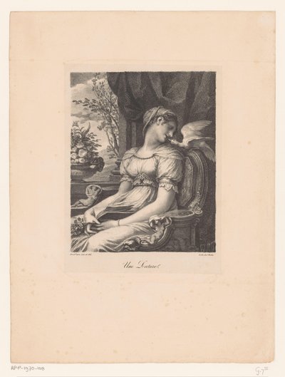 Mujer sentada con libro y pájaro blanco
Une conferencia (título en el objeto) de Pierre Prud