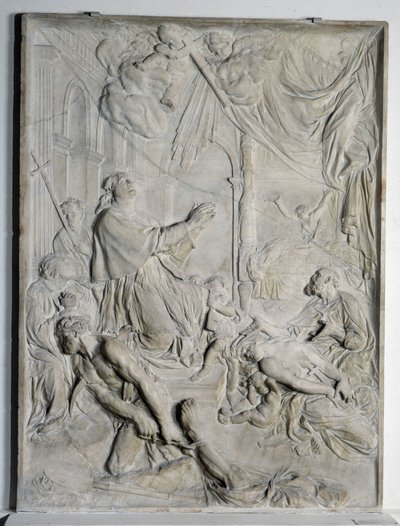 Bajorrelieve de la Peste de Milán - San Carlos Borromeo (1538-1584, Cardenal y Arzobispo de Milán) rezando de Pierre Puget