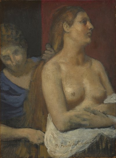 Una criada peinando el cabello de una mujer, ca. 1883 de Pierre Puvis de Chavannes