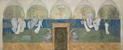 Una pintura preparatoria para Les Muses inspiratrices acclament le Génie, Messager de Lumière, 1895 de Pierre Puvis de Chavannes