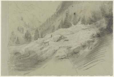 Avalancha en un paisaje alpino, c.1870 (Tizas blancas y negras) de Pierre Puvis de Chavannes