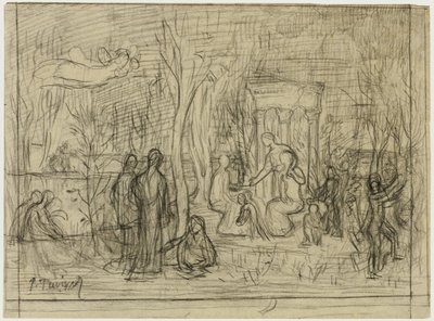 Estudio composicional para El bosque sagrado, amado por las artes y las musas de Pierre Puvis de Chavannes