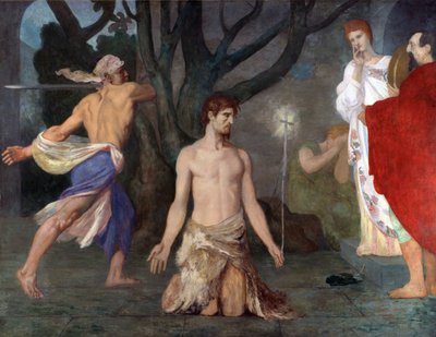 La decapitación de San Juan Bautista. Pintura de Pierre Cecil Puvis de Chavannes de Pierre Puvis de Chavannes