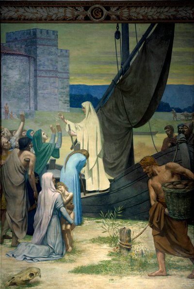 Santa Genoveva suministrando a los parisinos sitiados por el ejército de Atila, rey de los hunos de Pierre Puvis de Chavannes