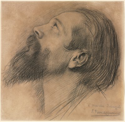 Estudio para el friso de Sainte Geneviève (tiza negra con toques de tiza blanca ) de Pierre Puvis de Chavannes