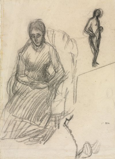 Estudio de Madame Marie Cantacuzène; Estudio de desnudo femenino de pie de Pierre Puvis de Chavannes