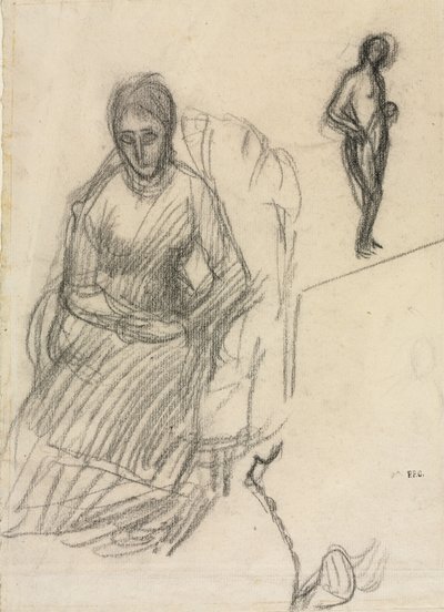 Estudio de Madame Marie Cantacuzène, Estudio de desnudo femenino de pie, c. 1883 de Pierre Puvis de Chavannes