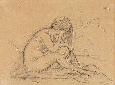 Estudio de un desnudo femenino (posiblemente para una pintura alegórica no realizada) (anverso) de Pierre Puvis de Chavannes
