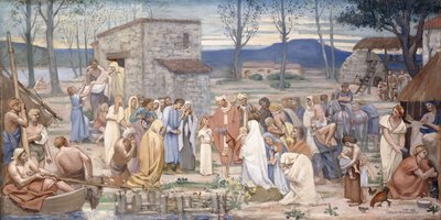 La infancia de Santa Genoveva, 1874 de Pierre Puvis de Chavannes