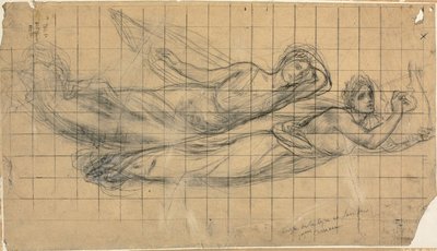 Dos figuras voladoras con una lira de Pierre Puvis de Chavannes