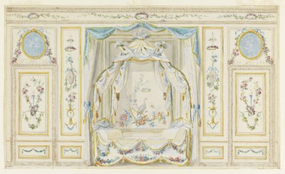 Elevación de pared de una alcoba de dormitorio de Pierre Ranson