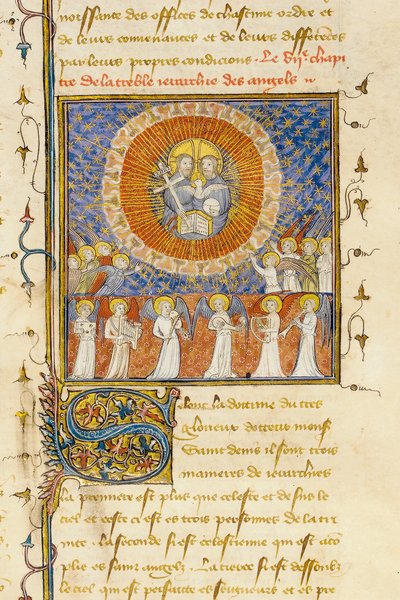 (detalle) de una página de "De Proprietatibus Rerum" de Bartholomeus Anglicus, en la traducción francesa de Jean Corbechon, c.1390 de Pierre Remiet