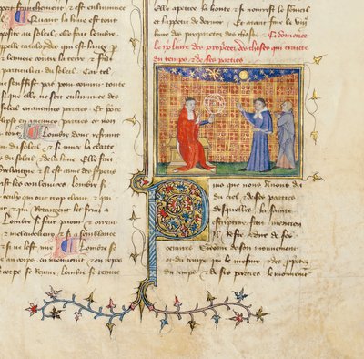 (detalle) de una página de "De Proprietatibus Rerum" de Bartholomeus Anglicus, en la traducción francesa de Jean Corbechon, c.1390 de Pierre Remiet