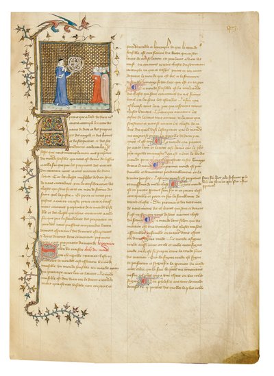 Página de "De Proprietatibus Rerum" de Bartholomeus Anglicus, en la traducción francesa de Jean Corbechon, c.1390 de Pierre Remiet