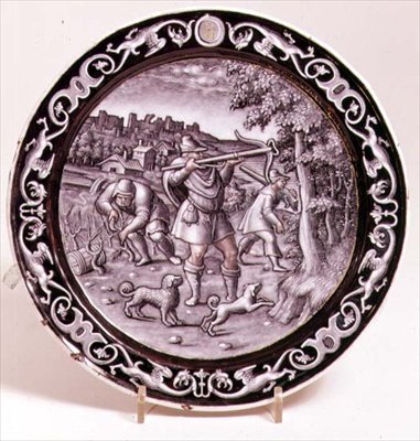 Plato de Limoges, uno de un conjunto de 12 que representan los meses del año de Pierre Reymond