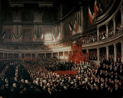 Sesión inaugural del primer Parlamento italiano (pintura) de Pierre Tetar van Elven