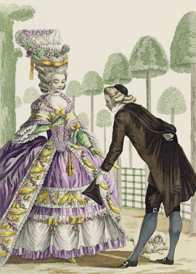 Dama con vestido lila paseando en los jardines del Palais Royal, lámina 13 de 