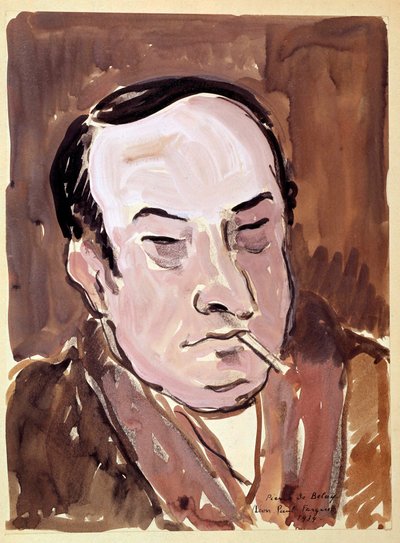 Retrato de Leon Paul Fargue (1876-1947) poeta Dibujo de Pierre de Belay (1890-1947) 1934. París, B.N. de Pierre de Belay
