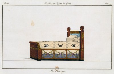 Cama etrusca, lámina 122, ilustración de la Colección de muebles y objetos de gusto de Pierre de La Mesangere