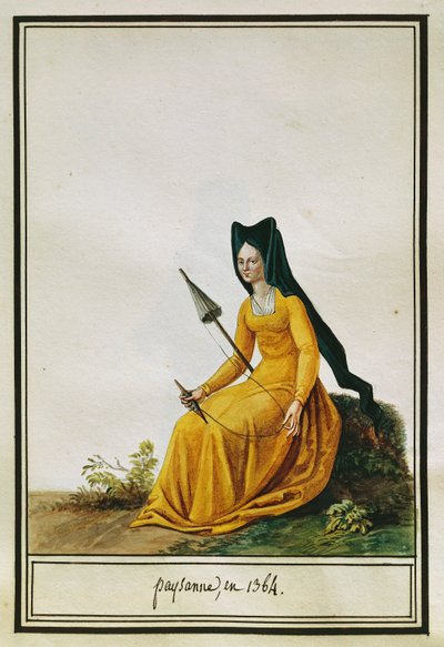 Campesina Francesa Hilando de Pierre de La Mesangere