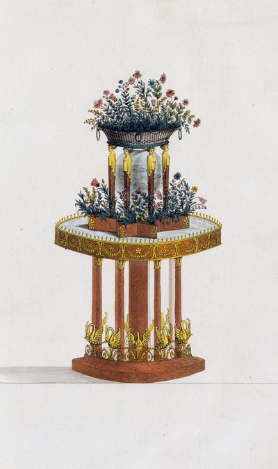 Soporte de flores de caoba y bronce, lámina 287, ilustración de la Colección de muebles y objetos de gusto de Pierre de La Mesangere