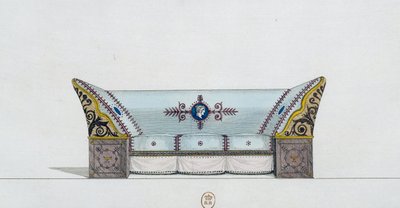 Sofá, lámina 106, ilustración de Collection de meubles et objects de gout (Colección de muebles y objetos de gusto) de Pierre de La Mesangere