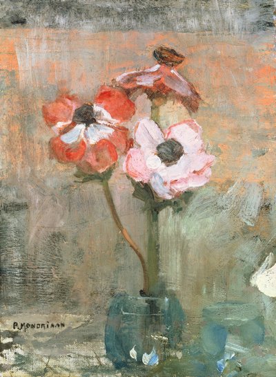 Anémonas en un jarrón, c.1908-09 de Piet Mondrian