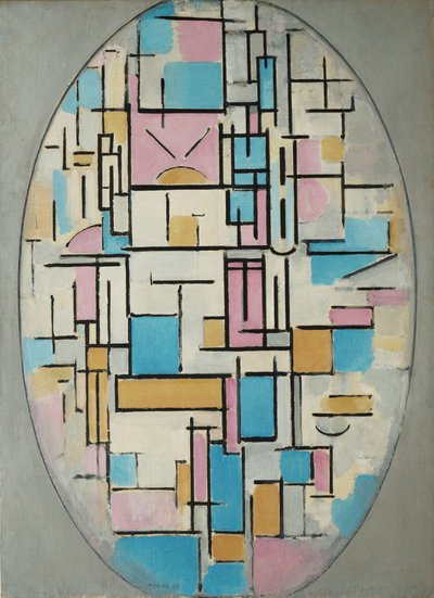 Composición en óvalo con planos de color 1 de Piet Mondrian