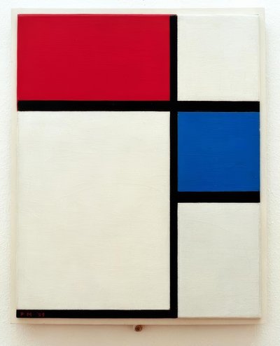 Composición No. II; Composición con azul y rojo de Piet Mondrian