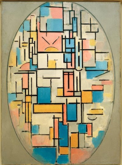 Composición en óvalo con áreas de color 1 de Piet Mondrian