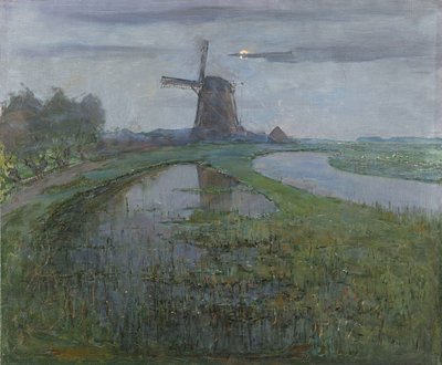 Molino de Oostzijdse a lo largo del río, c.1903 de Piet Mondrian