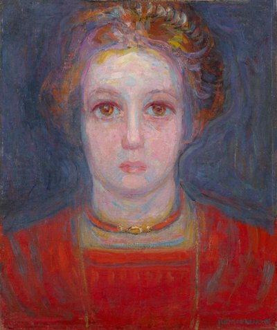 Retrato de una niña en rojo, 1908 de Piet Mondrian
