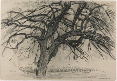 Estudio preliminar para la tarde: El árbol rojo, 1908 de Piet Mondrian