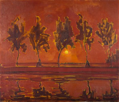 Árboles en el Gein con la luna saliendo, 1907 de Piet Mondrian