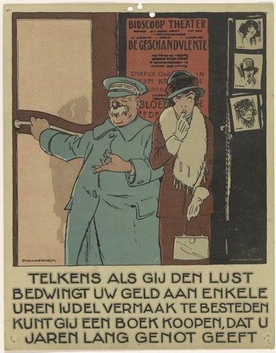 Portero frente a una sala de cine
Campaña de promoción del libro (título de la serie) de Piet van der Hem