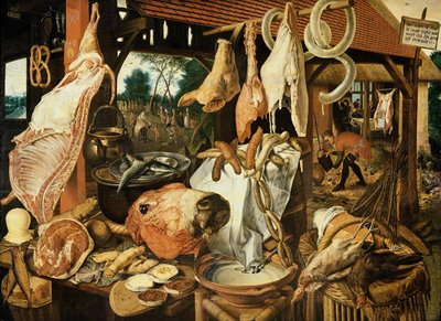 Huida a Egipto, (El mercado de la carne), 1551 de Pieter Aertsen
