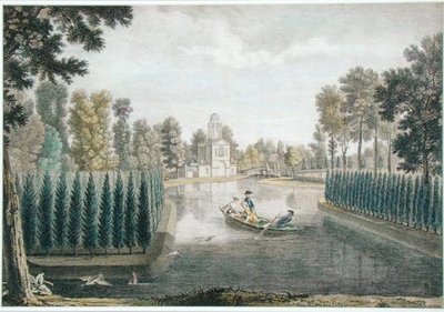 Los jardines de agua en Chiswick House, Londres, c.1720-28 (grabado en color) de Pieter Andreas (after) Rysbrack