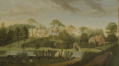 Vista de la terraza mirando a través del canal hacia el lado de la villa, Chiswick Villa de Pieter Andreas Rysbrack